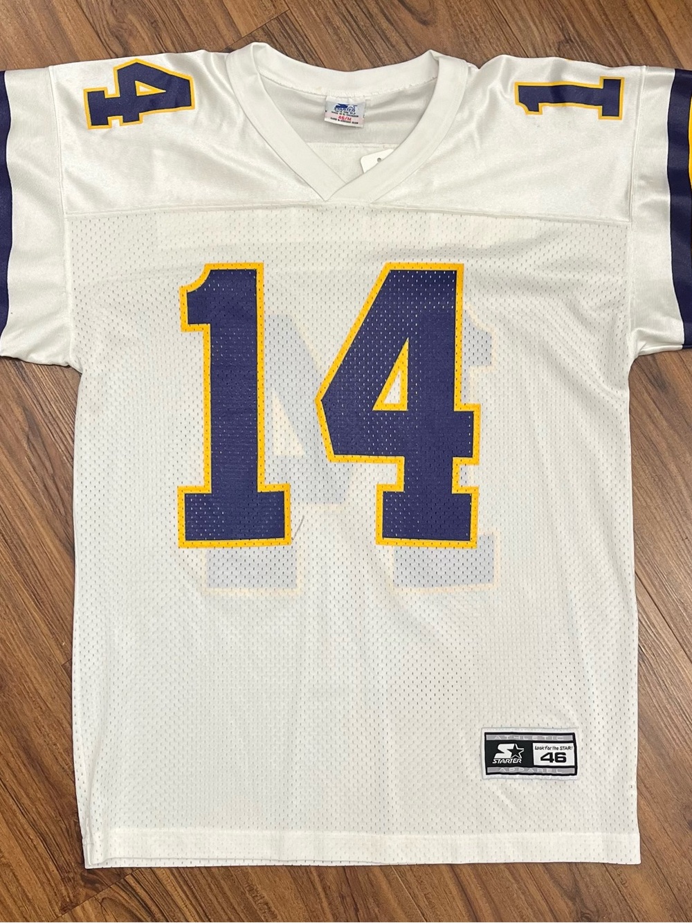 White Brad Johnson Minnesota Vikings Football Jersey with Purple & Gold #14